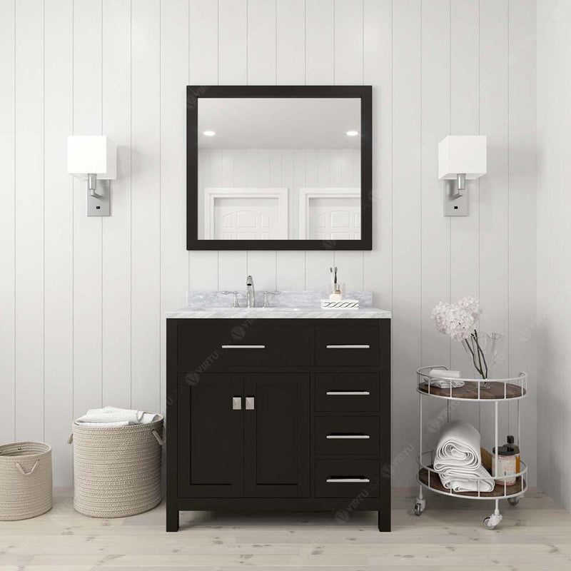 Modern Fittings Caroline Parkway 36" Single Bath Rectangular Vanity with Marble Top and Square Sink Faucet