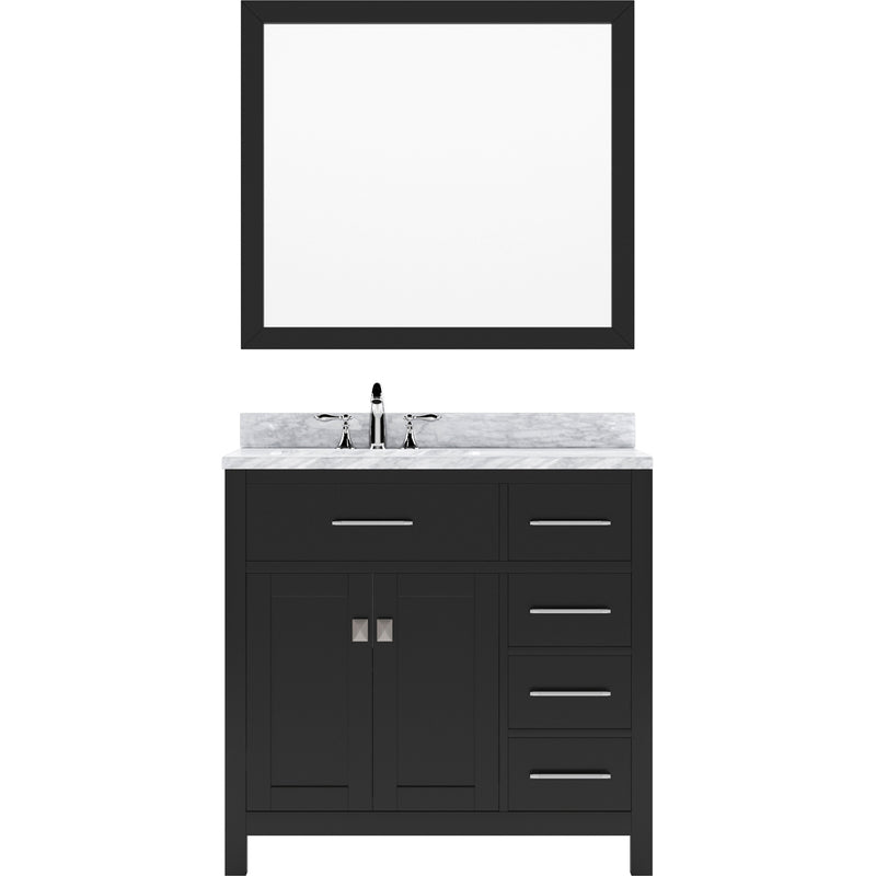 Modern Fittings Caroline Parkway 36" Single Bath Rectangular Vanity with Marble Top and Square Sink Faucet