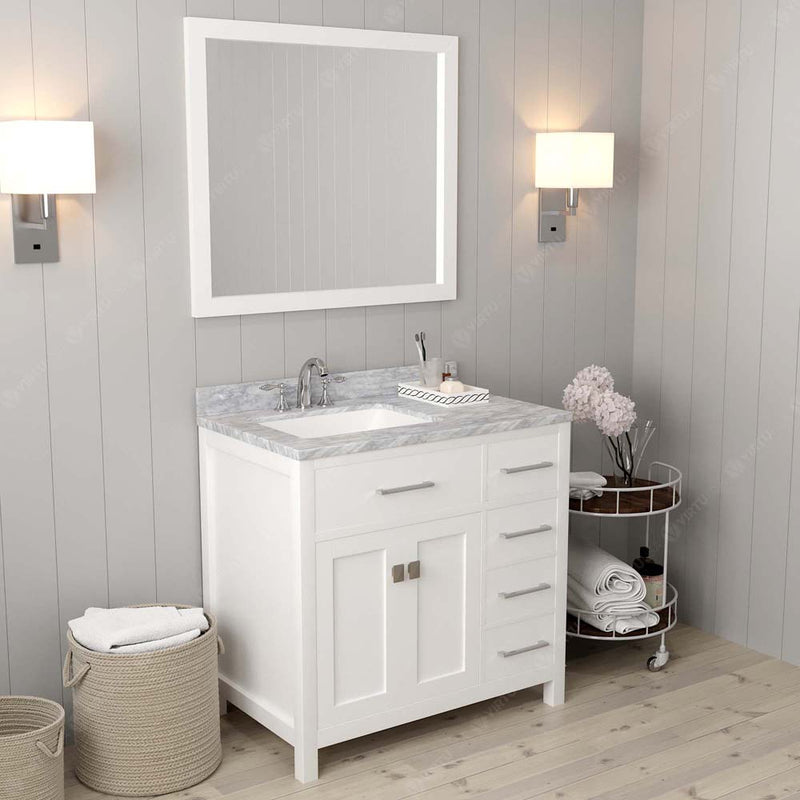 Modern Fittings Caroline Parkway 36" Single Bath Rectangular Vanity with Marble Top and Square Sink Faucet