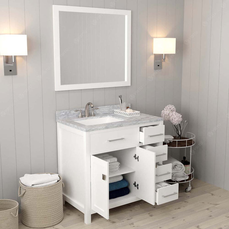 Modern Fittings Caroline Parkway 36" Single Bath Rectangular Vanity with Marble Top and Square Sink Faucet