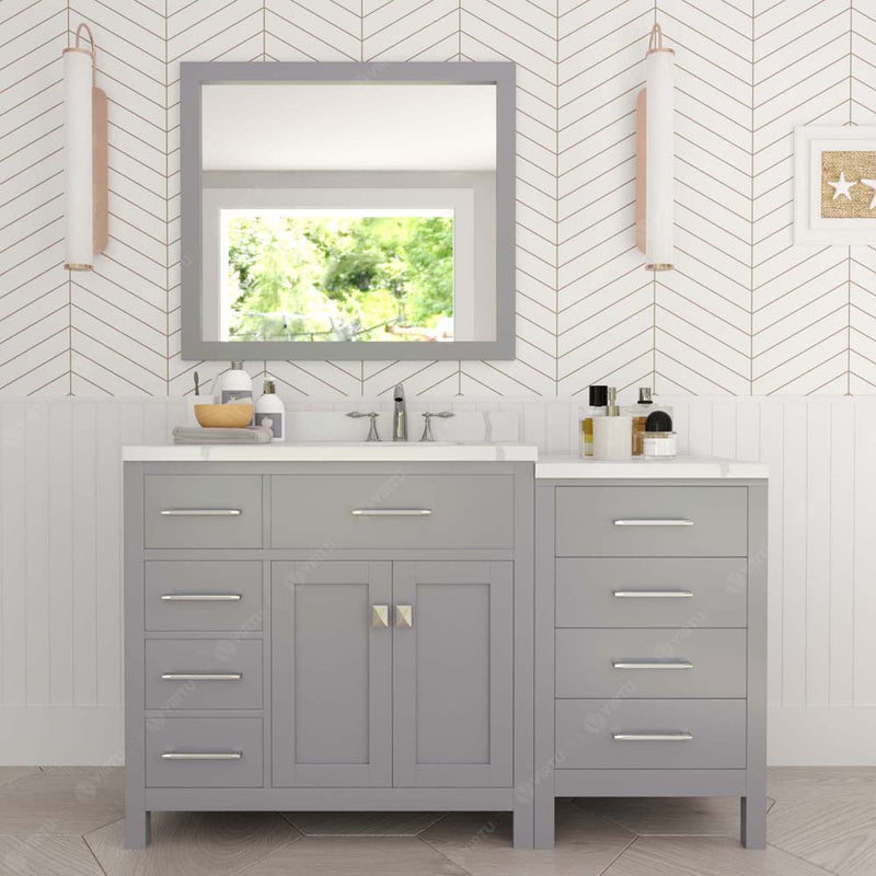 Modern Fittings Caroline Parkway 57" Single Bath Vanity with Calacatta Quartz Top and Round Sink