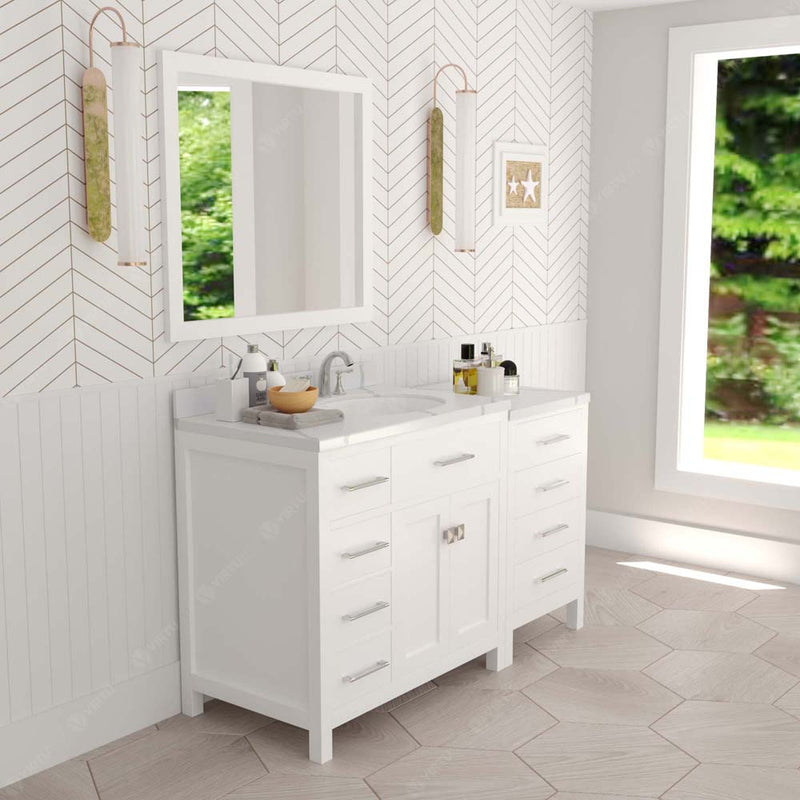 Modern Fittings Caroline Parkway 57" Single Bath Vanity with Calacatta Quartz Top and Round Sink