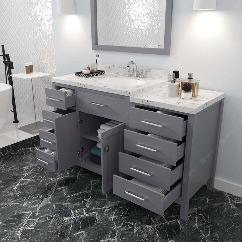 Modern Fittings Caroline Parkway 57" Single Bath Vanity with Cultured Marble Quartz Top and Round Sink Faucet