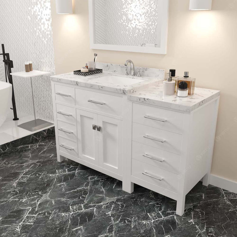 Modern Fittings Caroline Parkway 57" Single Bath Vanity with Cultured Marble Quartz Top and Square Sink Faucet