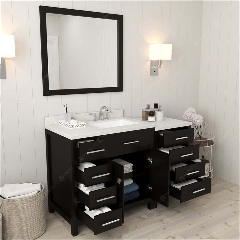 Modern Fittings Caroline Parkway 57" Single Bath Vanity with Quartz Top and Square Sink Faucet