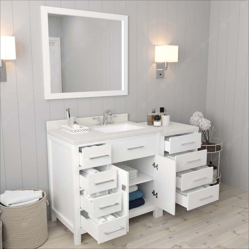 Modern Fittings Caroline Parkway 57" Single Bath Vanity with Quartz Top and Square Sink Faucet