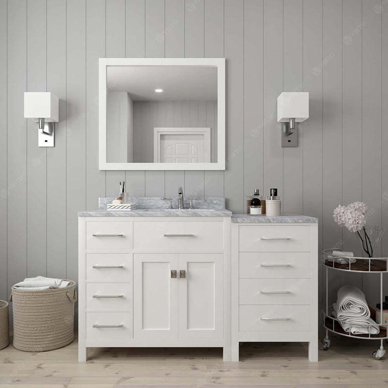 Modern Fittings Caroline Parkway 57" Single Bath Vanity with Marble Top and Square Sink Faucet