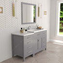 Modern Fittings Caroline Parkway 57" Single Bath Vanity with Calacatta Quartz Top and Round Sink with Faucet and Matching Mirror