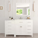 Modern Fittings Caroline Parkway 57" Single Bath Vanity with Calacatta Quartz Top and Round Sink with Faucet and Matching Mirror