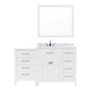 Modern Fittings Caroline Parkway 57" Single Bath Vanity with Calacatta Quartz Top and Round Sink with Faucet and Matching Mirror