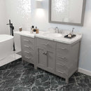 Modern Fittings Caroline Parkway 57" Single Bath Vanity with Cultured Marble Quartz Top and Round Sink with Faucet and Matching Mirror