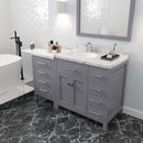 Modern Fittings Caroline Parkway 57" Single Bath Vanity with Cultured Marble Quartz Top and Round Sink with Faucet and Matching Mirror