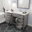 Modern Fittings Caroline Parkway 57" Single Bath Vanity with Cultured Marble Quartz Top and Square Sink with Faucet and Matching Mirror