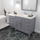 Modern Fittings Caroline Parkway 57" Single Bath Vanity with Cultured Marble Quartz Top and Square Sink with Faucet and Matching Mirror