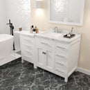 Modern Fittings Caroline Parkway 57" Single Bath Vanity with Cultured Marble Quartz Top and Square Sink with Faucet and Matching Mirror