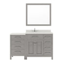 Modern Fittings Caroline Parkway 57" Single Bath Vanity with White Quartz Top and Square Sink with Matching Mirror