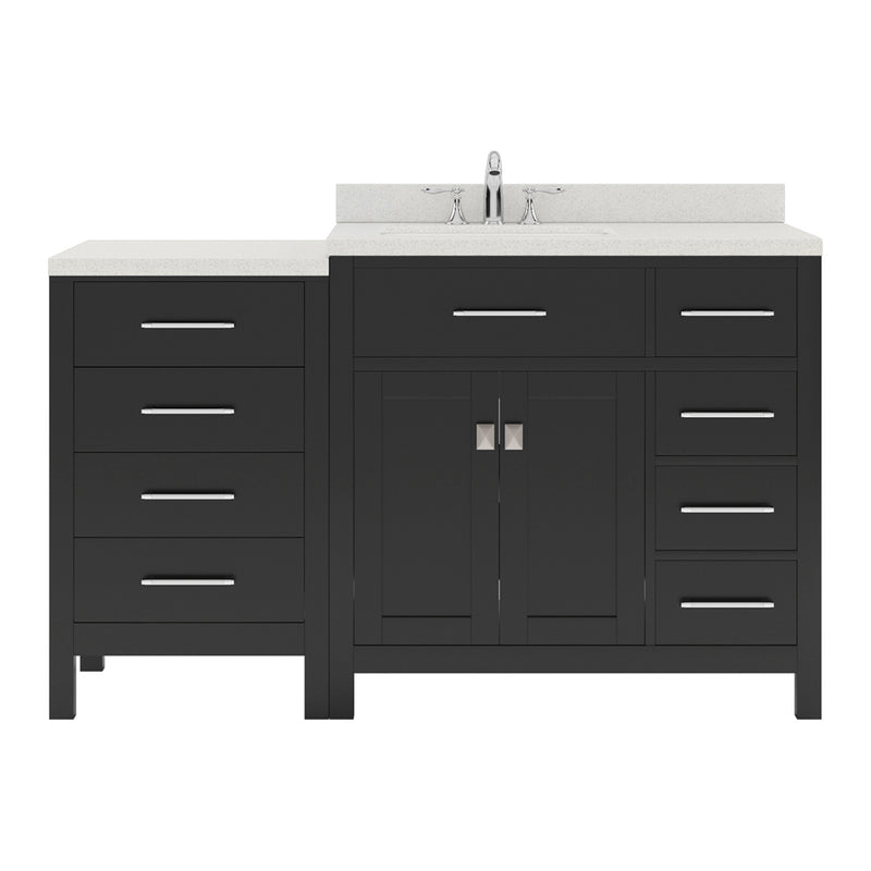 Modern Fittings Caroline Parkway 57" Single Bath Vanity with White Quartz Top and Square Sink with Matching Mirror