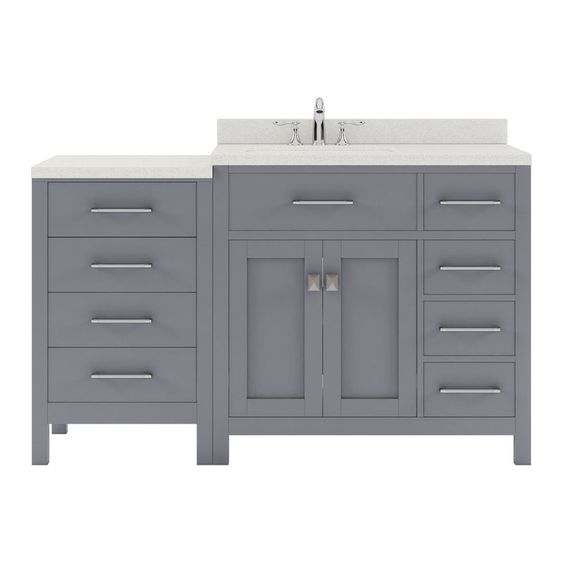 Modern Fittings Caroline Parkway 57" Single Bath Vanity with White Quartz Top and Square Sink with Matching Mirror