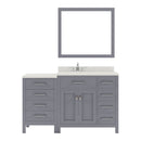 Modern Fittings Caroline Parkway 57" Single Bath Vanity with White Quartz Top and Square Sink with Faucet and Matching Mirror