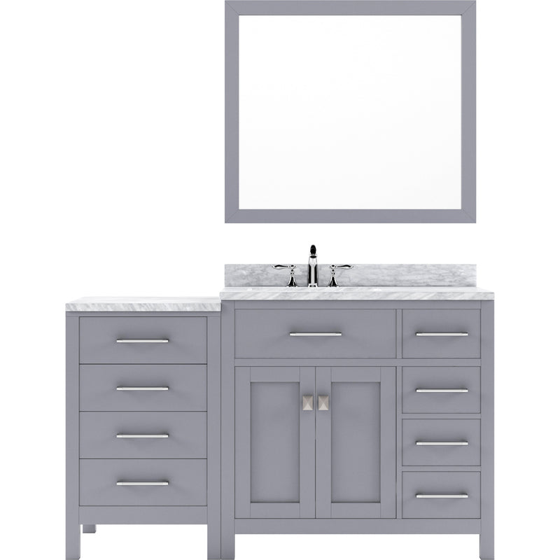 Modern Fittings Caroline Parkway 57" Single Bath Vanity with White Marble Top and Round Sink