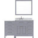 Modern Fittings Caroline Parkway 57" Single Bath Vanity with White Marble Top and Round Sink with Faucet and Matching Mirror