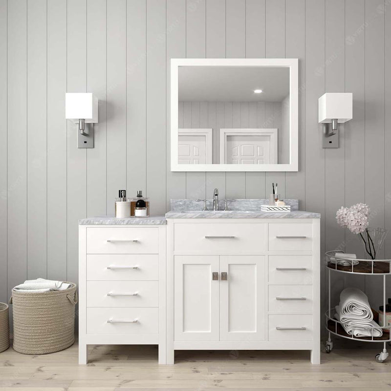 Modern Fittings Caroline Parkway 57" Single Bath Vanity with White Marble Top and Round Sink