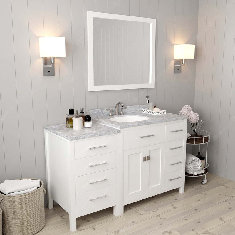 Modern Fittings Caroline Parkway 57" Single Bath Vanity with White Marble Top and Round Sink