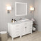 Modern Fittings Caroline Parkway 57" Single Bath Vanity with White Marble Top and Round Sink with Faucet and Matching Mirror