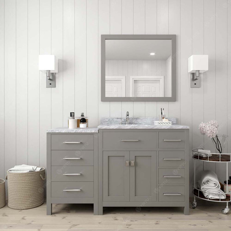 Modern Fittings Caroline Parkway 57" Single Bath Vanity with White Marble Top and Square Sink