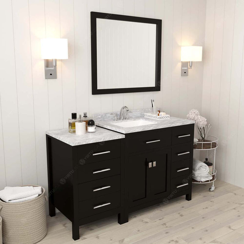 Modern Fittings Caroline Parkway 57" Single Bath Vanity with White Marble Top and Square Sink