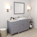 Modern Fittings Caroline Parkway 57" Single Bath Vanity with White Marble Top and Square Sink with Faucet and Matching Mirror