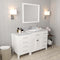 Modern Fittings Caroline Parkway 57" Single Bath Vanity with White Marble Top and Square Sink with Faucet and Matching Mirror