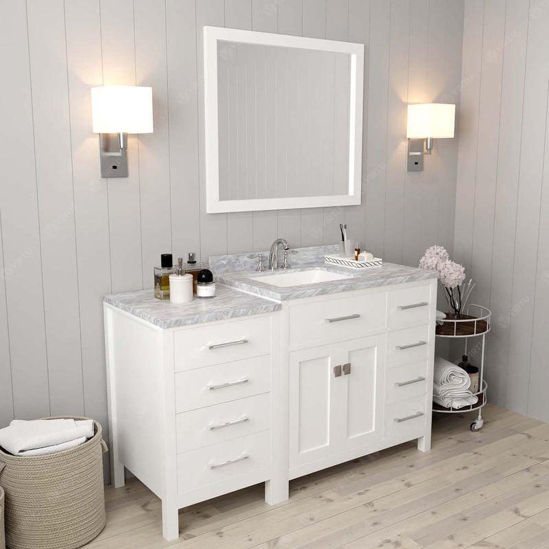 Modern Fittings Caroline Parkway 57" Single Bath Vanity with White Marble Top and Square Sink