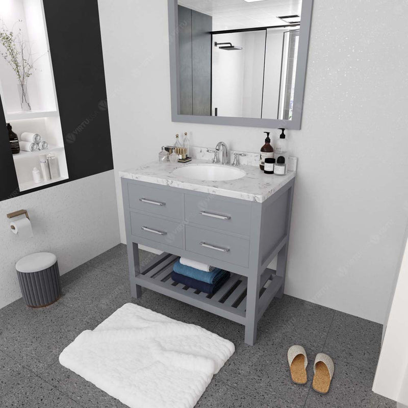 Modern Fittings Caroline Estate 36" Single Bath Vanity with Cultured Marble Quartz Top and Round Sink