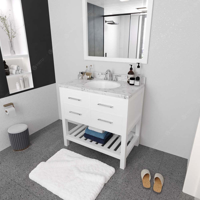 Modern Fittings Caroline Estate 36" Single Bath Vanity with Cultured Marble Quartz Top and Round Sink