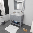 Modern Fittings Caroline Estate 36" Single Bath Vanity with Cultured Marble Quartz Top and Square Sink with Faucet and Matching Mirrors