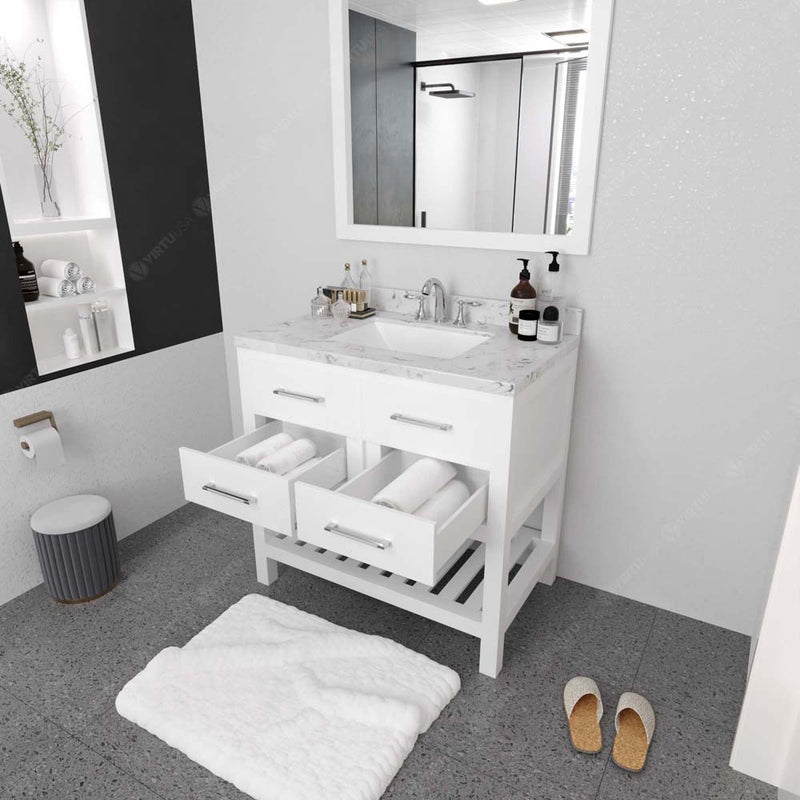 Modern Fittings Caroline Estate 36" Single Bath Vanity with Cultured Marble Quartz Top and Square Sink