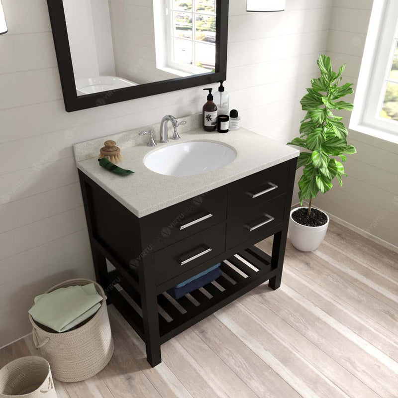 Modern Fittings Caroline Estate 36" Single Bath Vanity with White Quartz Top and Round Sink