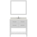 Modern Fittings Caroline Estate 36" Single Bath Vanity with White Quartz Top and Round Sink with Faucet and Matching Mirrors