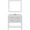 Modern Fittings Caroline Estate 36" Single Bath Vanity with White Quartz Top and Square Sink with Faucet and Matching Mirrors