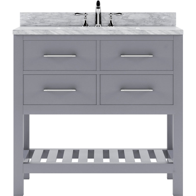 Modern Fittings Caroline Estate 36" Single Bath Vanity with White Marble Top and Round Sink