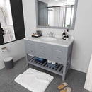 Modern Fittings Caroline Estate 48" Single Bath Vanity with Cultured Marble Quartz Top and Round Sink with Faucet and Matching Mirrors