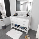 Modern Fittings Caroline Estate 48" Single Bath Vanity with Cultured Marble Quartz Top and Round Sink with Faucet and Matching Mirrors