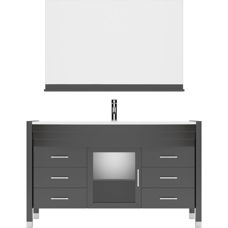 Modern Fittings Ava 55" Single Bath Vanity with Engineered Stone Top and Round Sink Nickel Faucet