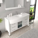 Modern Fittings Ava 55" Single Bath Vanity with Engineered Stone Top and Round Sink Nickel Faucet