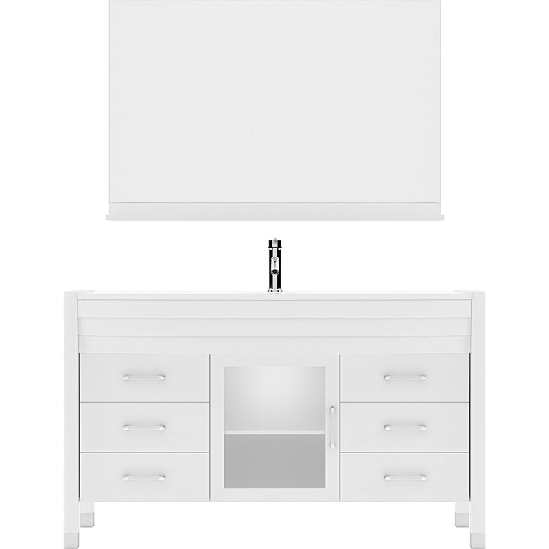 Modern Fittings Ava 55" Single Bath Vanity with Engineered Stone Top and Round Sink Nickel Faucet