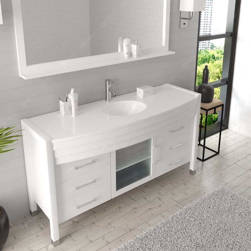 Modern Fittings Ava 61" Single Bath Vanity with Engineered Stone Top and Round Sink