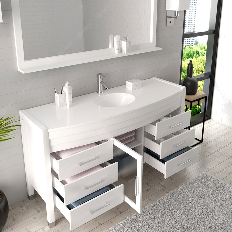 Modern Fittings Ava 61" Single Bath Vanity with Engineered Stone Top and Round Sink