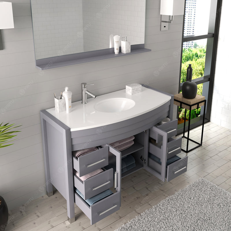 Modern Fittings Ava 48" Single Bath Vanity with Engineered Stone Top and Round Sink Nickel Faucet