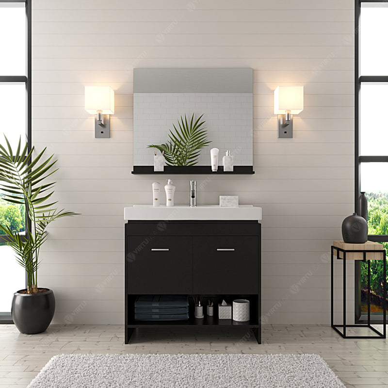 Modern Fittings Gloria 36" Single Bath Vanity with Ceramic Top and Integrated Square Sink Nickel Faucet